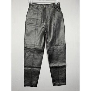 Vintage Together Black Leather Pants Womens 26x29 Chaps Motorcycle Riding Biker